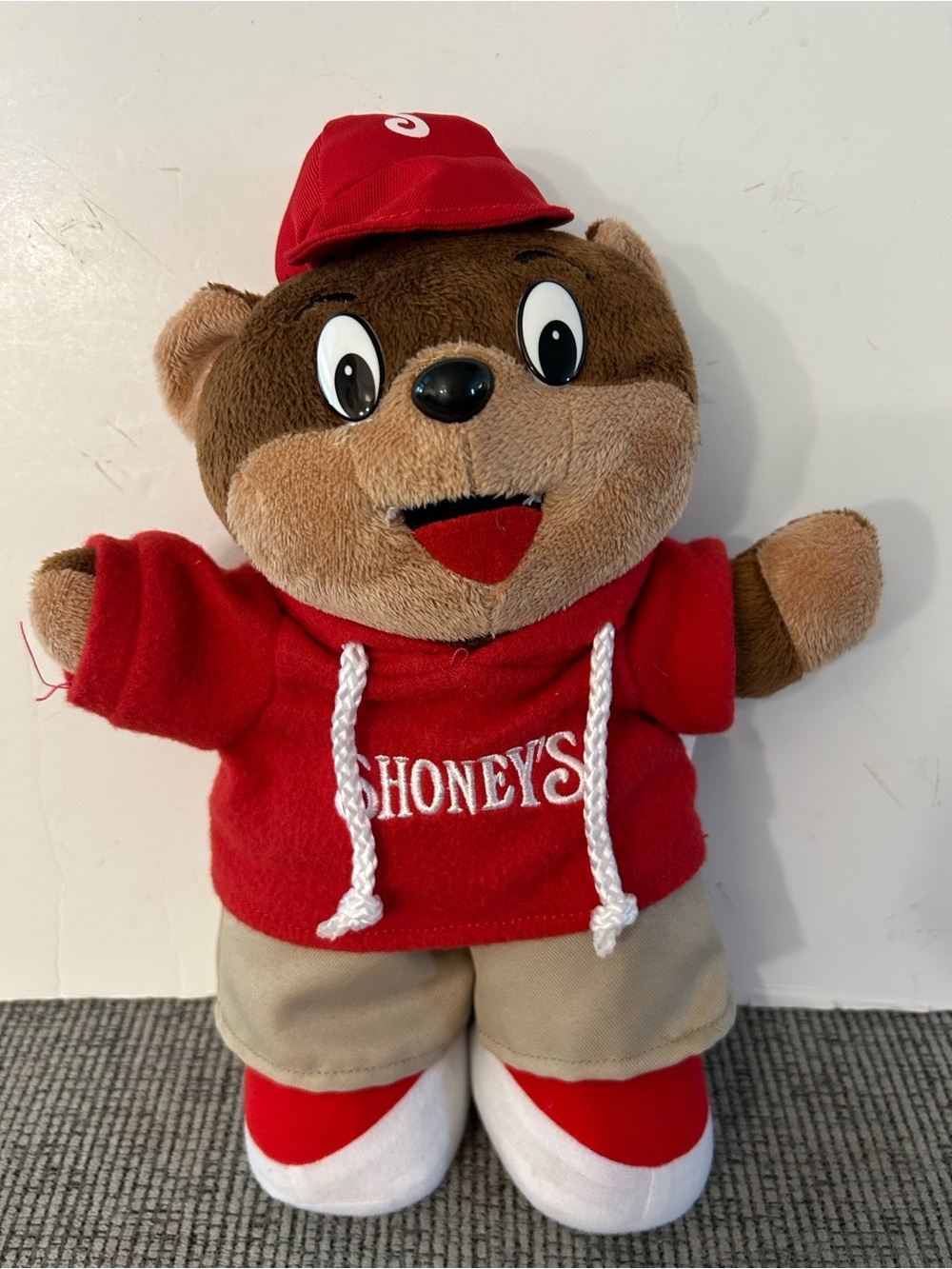 Shoney's Bear Plush in Red Hoodie and Cap